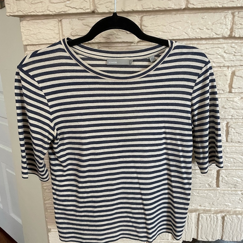 Navy/cream silk blend shirt from Vince